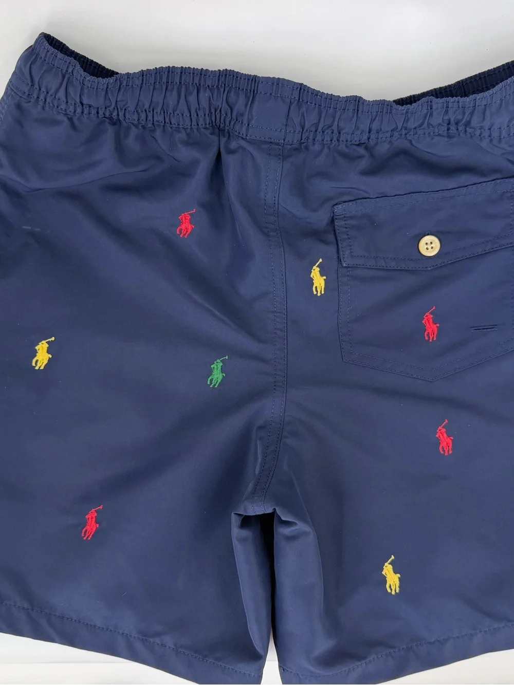 Polo by Ralph Lauren Navy Swim Shorts with Multicolor Pony Embroidery